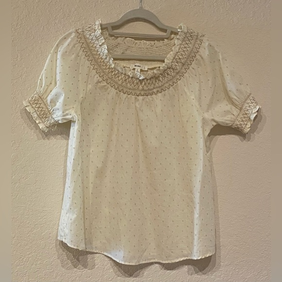 MINE Women’s Swiss Dot Blouse Size L - Picture 1 of 6